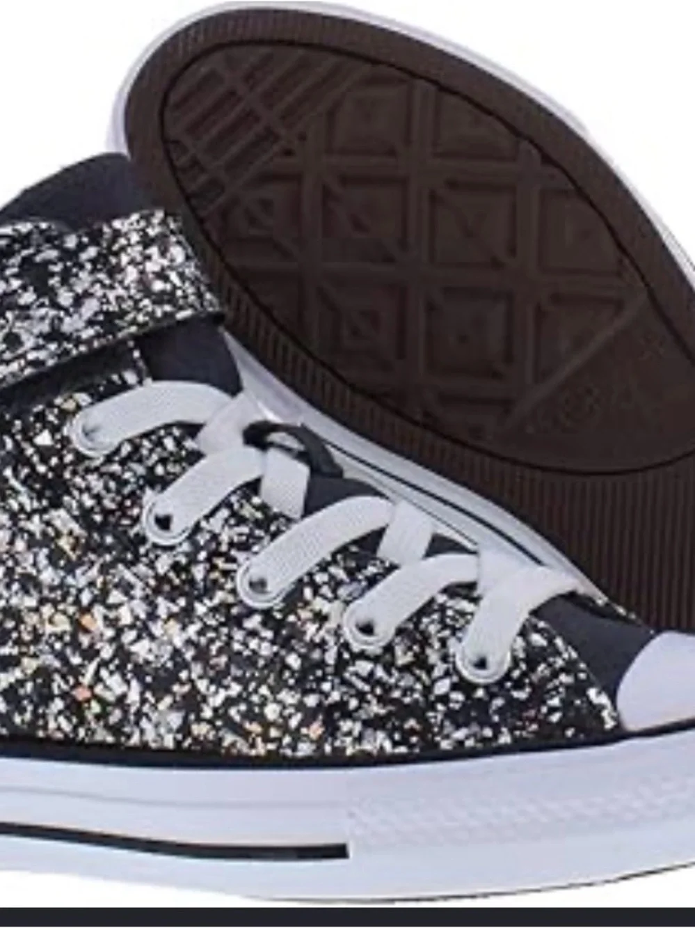 Converse High Top Sneakers - Black with Silver & White Glitter